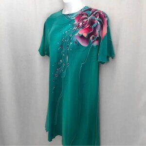 Vintage Yolanda Lorente Silk Dress Hand Painted Original Size Large
